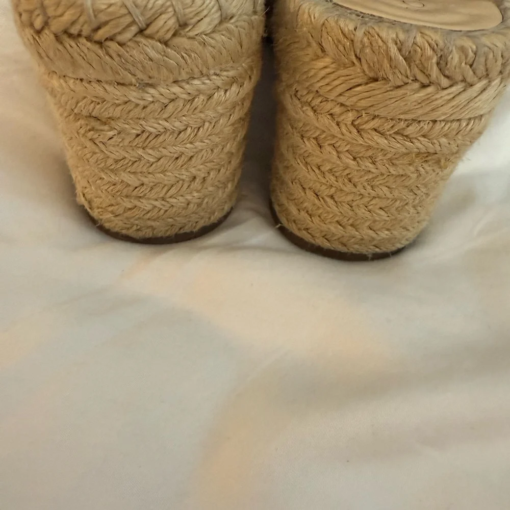 Sole Society Brand in Black 100% leather w/wedge cork Caleena‎ Espadrille Sz 8.5